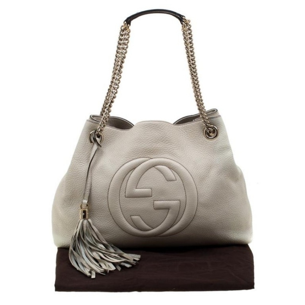 Authentic Gucci Soho medium off white leather bag